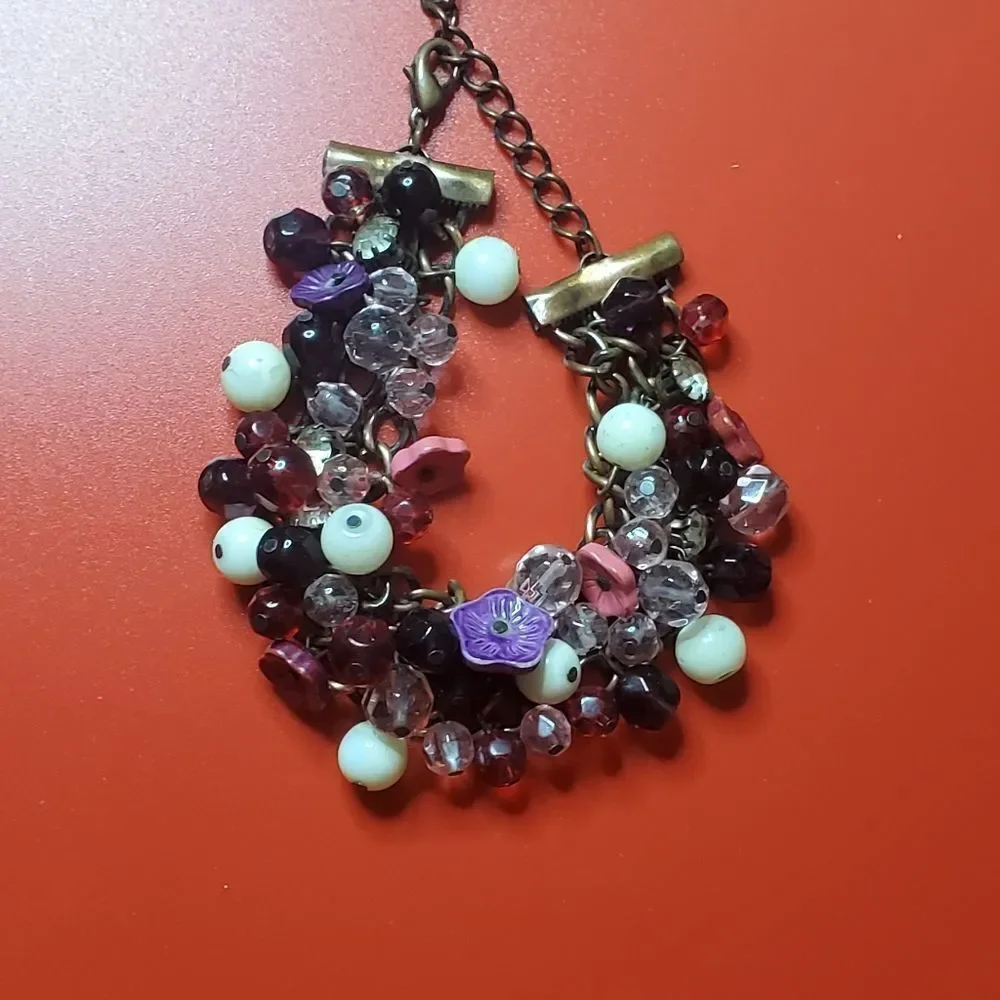 Crystal beaded cluster mayhem cranberry bracelet‎ B1210